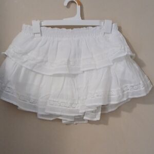 White Layered Skirt with Lace Trim